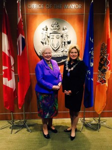  Mayor Crombie and Lieutenant Governor Elizabeth Dowdeswell meeting in the Mayor’s Office at Mississauga City Hall.