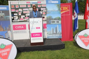 Tony Velaidum Canadian Tire Vice President Operational Finance speaking at the Mayor's School Cricket GTA Finals (2)